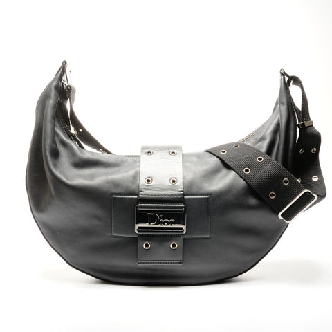 Christian Dior Street Chic Leather Half Moon Shoulder Bag black WS25143
