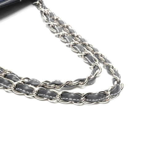 CHANEL No. 7 2002-2003 Leather Wild Stitch Chocolate Bar Shoulder Bag black WS25144