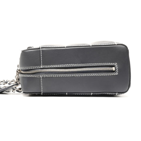 CHANEL No. 7 2002-2003 Leather Wild Stitch Chocolate Bar Shoulder Bag black WS25144