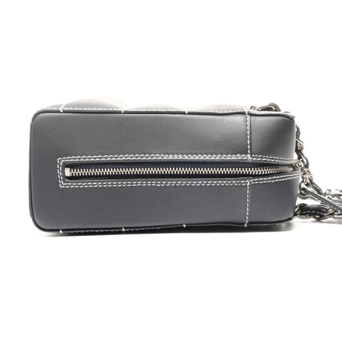 CHANEL No. 7 2002-2003 Leather Wild Stitch Chocolate Bar Shoulder Bag black WS25144