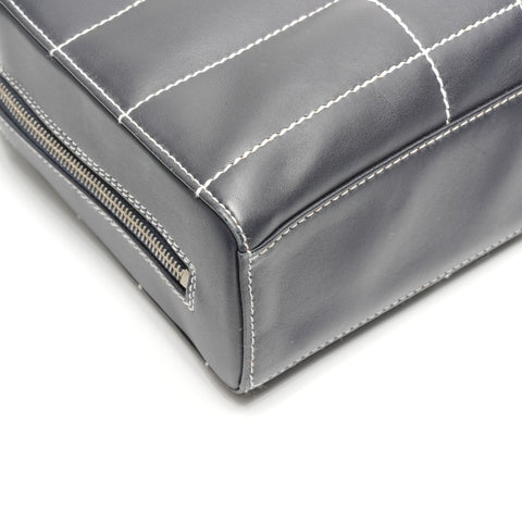 CHANEL No. 7 2002-2003 Leather Wild Stitch Chocolate Bar Shoulder Bag black WS25144