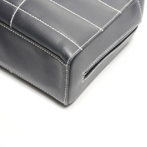 CHANEL No. 7 2002-2003 Leather Wild Stitch Chocolate Bar Shoulder Bag black WS25144