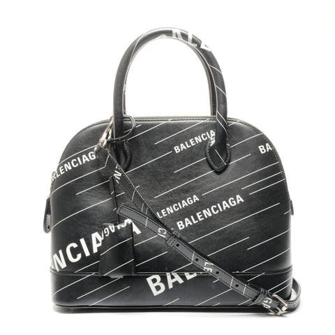 BALENCIAGA Villetop 2way M Leather Handbag black WS25146
