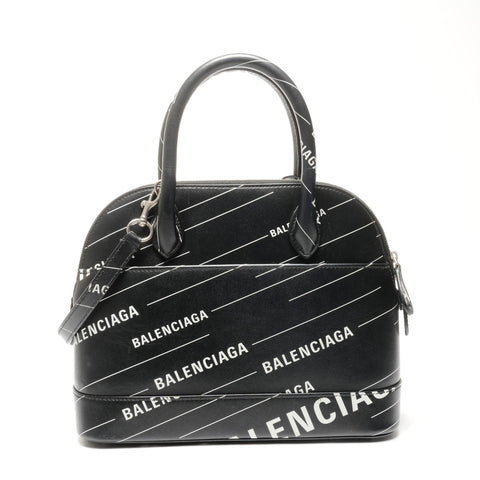BALENCIAGA Villetop 2way M Leather Handbag black WS25146