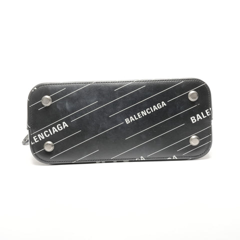 BALENCIAGA Villetop 2way M Leather Handbag black WS25146