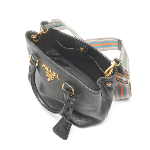 PRADA Leather 2way Handbag black WS25147