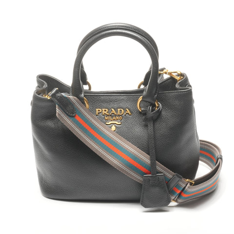 PRADA Leather 2way Handbag black WS25147