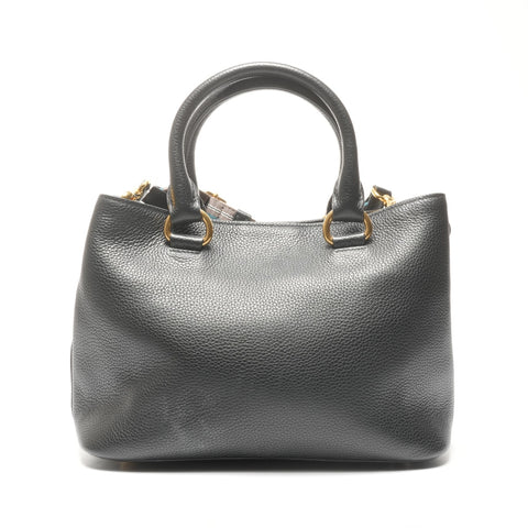 PRADA Leather 2way Handbag black WS25147