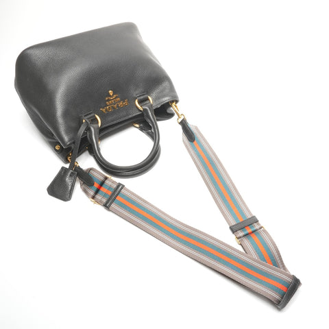 PRADA Leather 2way Handbag black WS25147