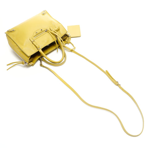 BALENCIAGA The Paper Mini Leather 2way Shoulder Bag yellow WS25150