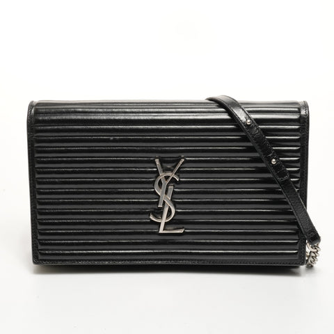 YVES SAINT LAURENT Kate Leather Chain Wallet Shoulder Bag black WS25151