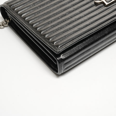 YVES SAINT LAURENT Kate Leather Chain Wallet Shoulder Bag black WS25151