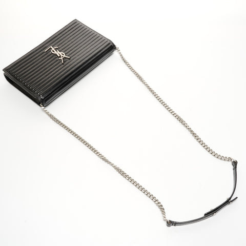 YVES SAINT LAURENT Kate Leather Chain Wallet Shoulder Bag black WS25151