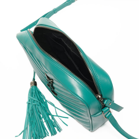 YVES SAINT LAURENT Leather Lou Camera Bag Shoulder Bag green WS25154