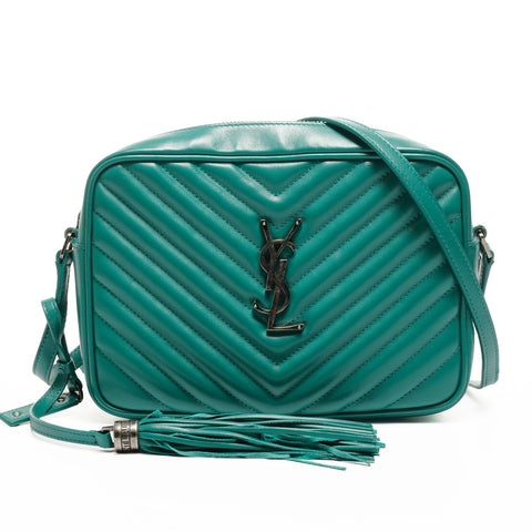 YVES SAINT LAURENT Leather Lou Camera Bag Shoulder Bag green WS25154