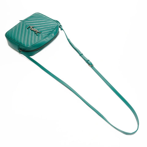 YVES SAINT LAURENT Leather Lou Camera Bag Shoulder Bag green WS25154