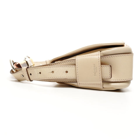 YVES SAINT LAURENT Leather Mombasa One Belt Shoulder Bag beige WS25157