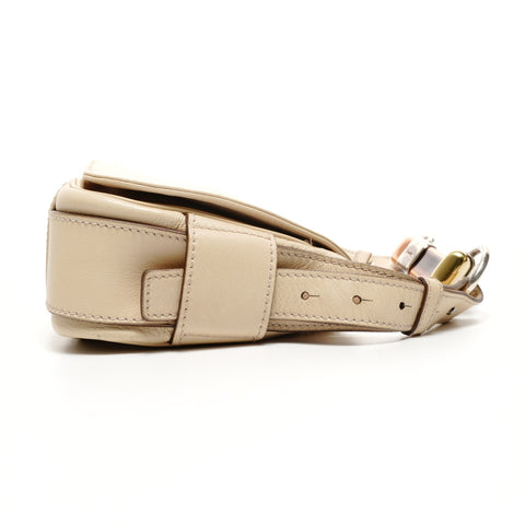 YVES SAINT LAURENT Leather Mombasa One Belt Shoulder Bag beige WS25157