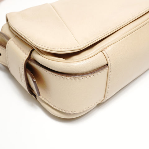 YVES SAINT LAURENT Leather Mombasa One Belt Shoulder Bag beige WS25157