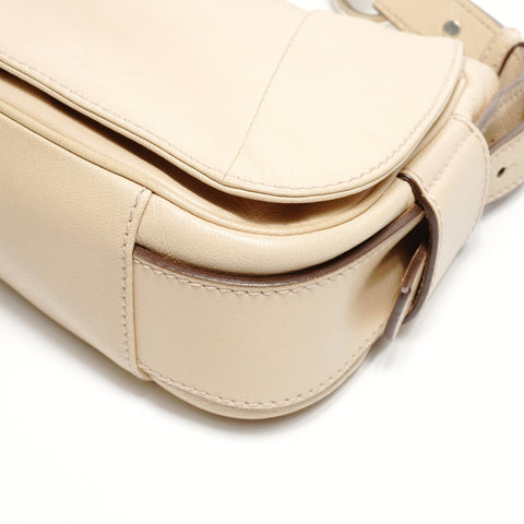 YVES SAINT LAURENT Leather Mombasa One Belt Shoulder Bag beige WS25157