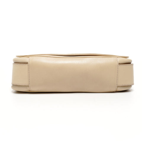 YVES SAINT LAURENT Leather Mombasa One Belt Shoulder Bag beige WS25157