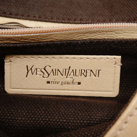 YVES SAINT LAURENT Leather Mombasa One Belt Shoulder Bag beige WS25157