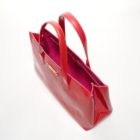 LOUIS VUITTON Monogram Patent Leather Wilshire PM Patent Leather Handbag Red WS25160
