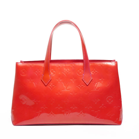 LOUIS VUITTON Monogram Patent Leather Wilshire PM Patent Leather Handbag Red WS25160