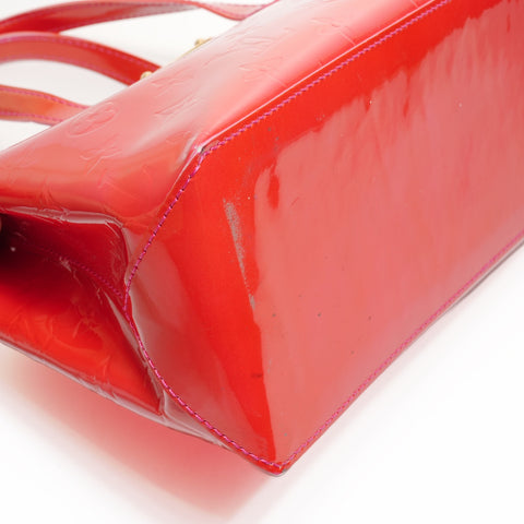 LOUIS VUITTON Monogram Patent Leather Wilshire PM Patent Leather Handbag Red WS25160