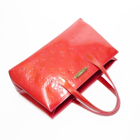 LOUIS VUITTON Monogram Patent Leather Wilshire PM Patent Leather Handbag Red WS25160