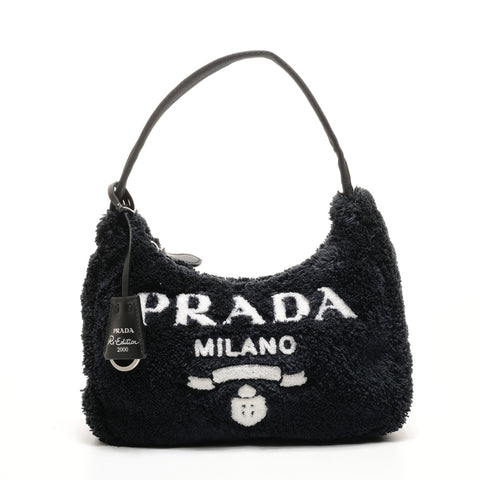 PRADA Terry Mini 2000 Re-Edition Hobo Handbag black WS25162
