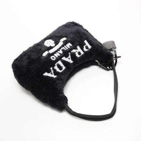 PRADA Terry Mini 2000 Re-Edition Hobo Handbag black WS25162