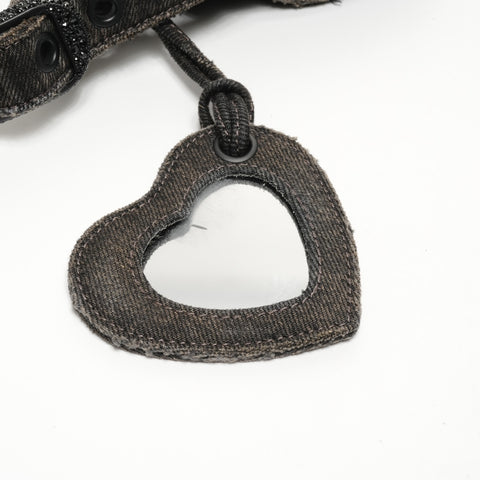 BALENCIAGA Le Cagoule XS Denim with Rhinestones Shoulder Bag black WS25167