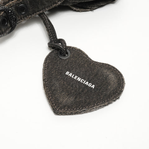 BALENCIAGA Le Cagoule XS Denim with Rhinestones Shoulder Bag black WS25167