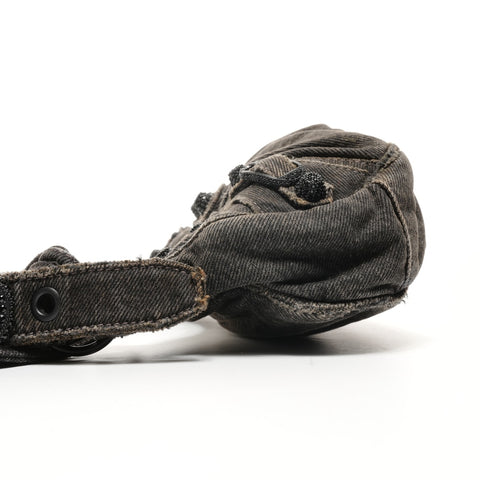 BALENCIAGA Le Cagoule XS Denim with Rhinestones Shoulder Bag black WS25167