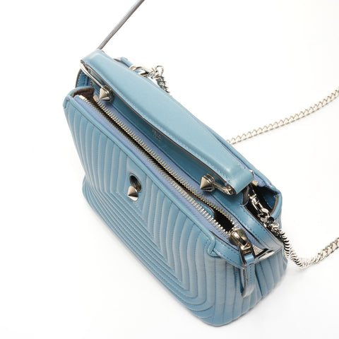FENDI Dotcom Leather 2-way Chain Shoulder Bag blue WS25169