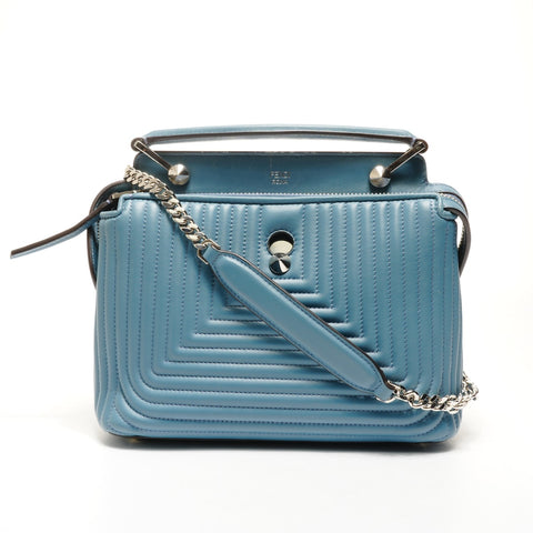 FENDI Dotcom Leather 2-way Chain Shoulder Bag blue WS25169