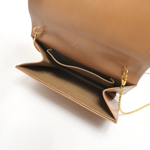 Christian Dior Leather Chain Wallet Clutch Bag Shoulder Bag Brown WS25171