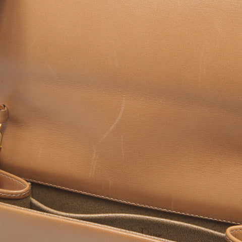 Christian Dior Leather Chain Wallet Clutch Bag Shoulder Bag Brown WS25171