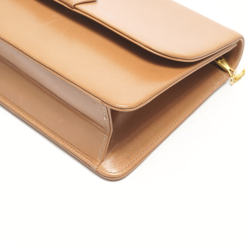 Christian Dior Leather Chain Wallet Clutch Bag Shoulder Bag Brown WS25171