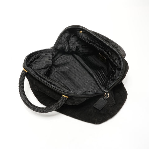 PRADA Suede Boston bag Handbag black WS25172