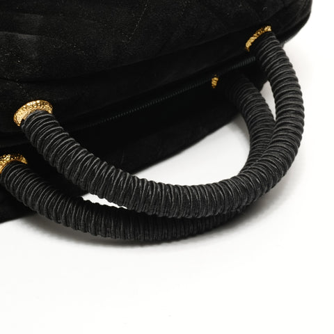 PRADA Suede Boston bag Handbag black WS25172