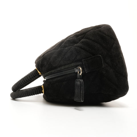 PRADA Suede Boston bag Handbag black WS25172