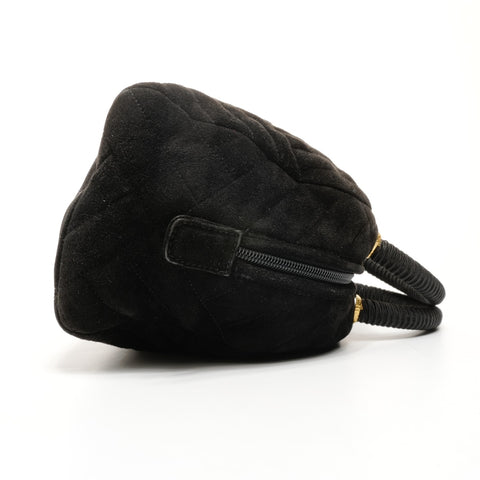 PRADA Suede Boston bag Handbag black WS25172