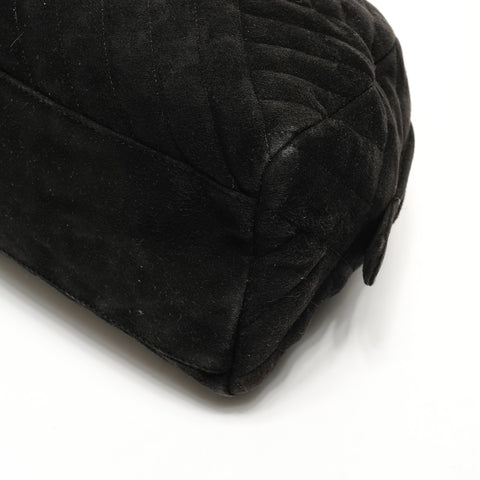 PRADA Suede Boston bag Handbag black WS25172