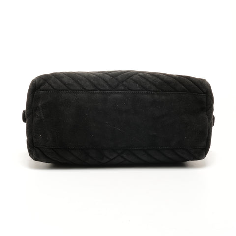 PRADA Suede Boston bag Handbag black WS25172