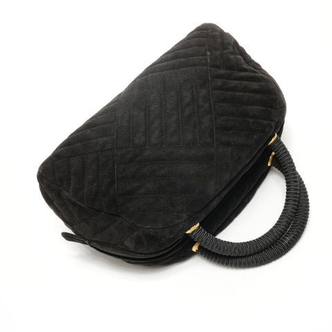 PRADA Suede Boston bag Handbag black WS25172