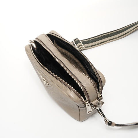 PRADA Leather Jacquard Shoulder Camera Bag Shoulder Bag Brown WS25173