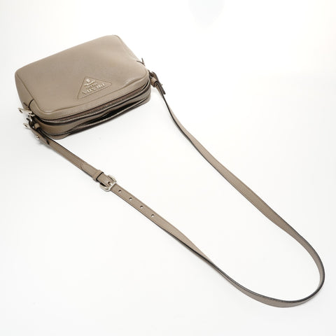 PRADA Leather Jacquard Shoulder Camera Bag Shoulder Bag Brown WS25173