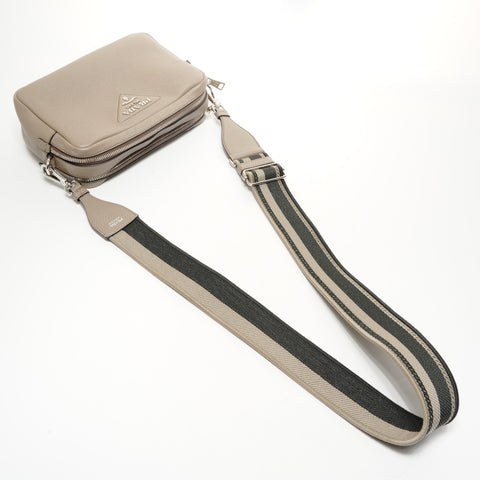 PRADA Leather Jacquard Shoulder Camera Bag Shoulder Bag Brown WS25173